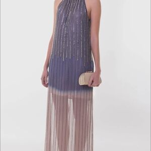 Elegant Blue and Gold Women's Dress